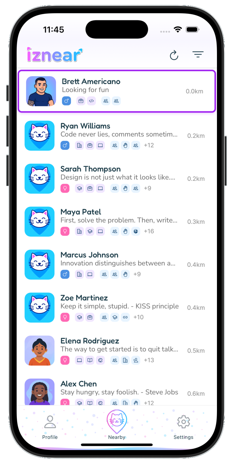 Find nearby people