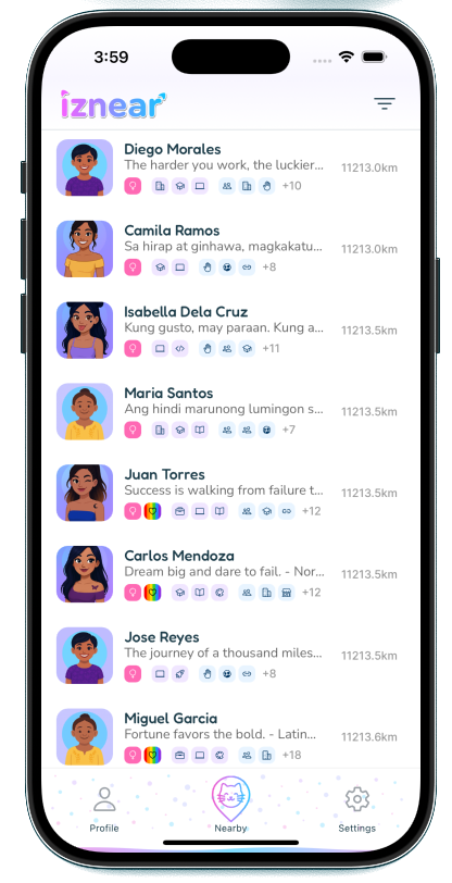 Nearby people list